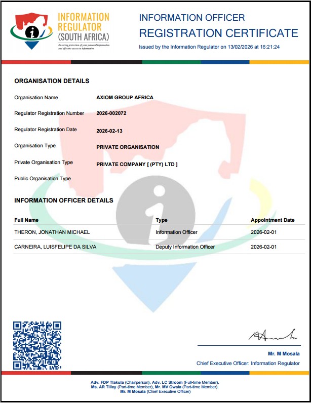 Axiom POPIA Certificate
